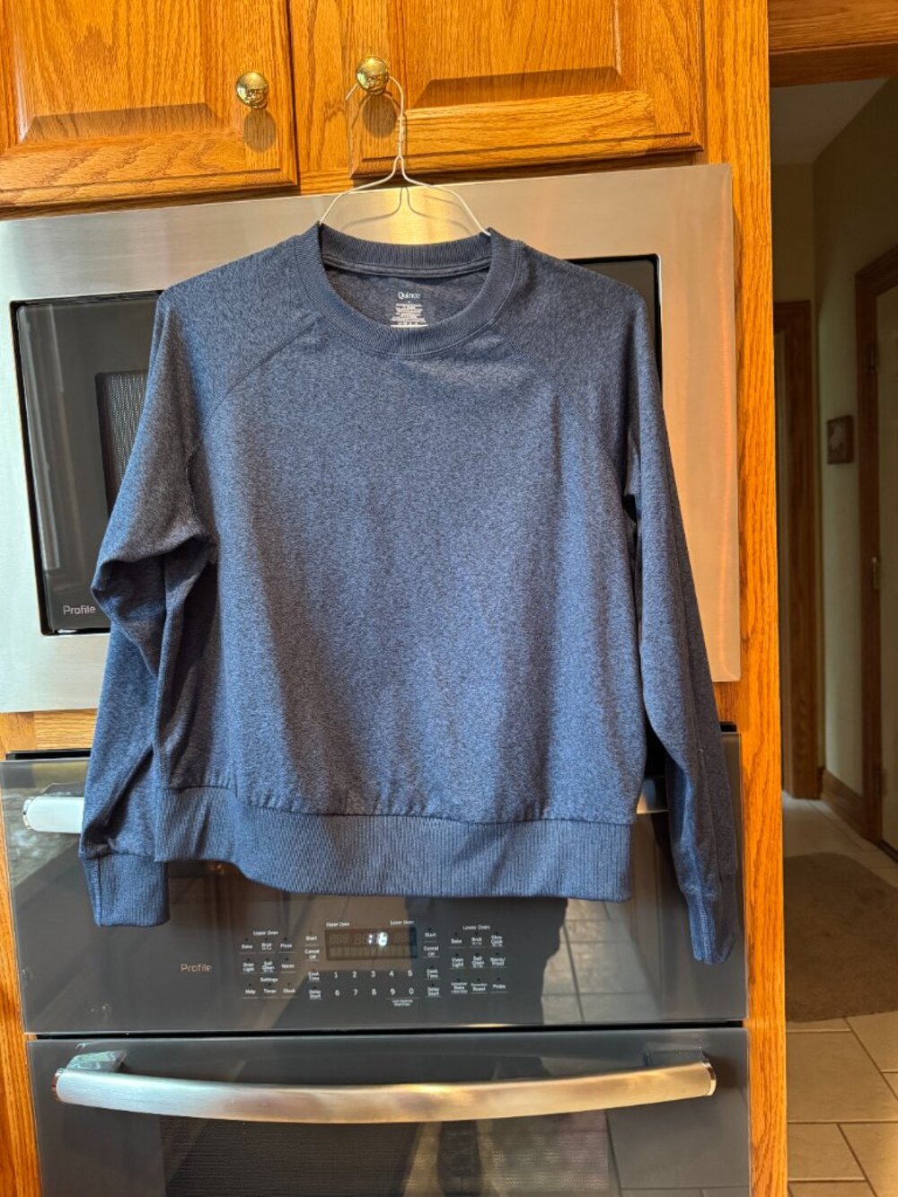 Quince Heather Blue Flowknit Pullover Crew Sweater Long Sleeve S